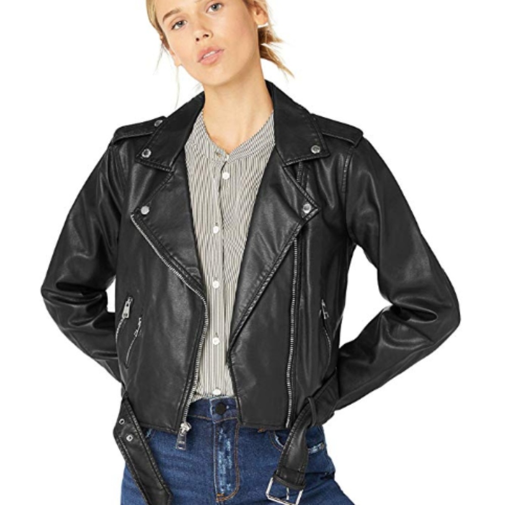 Bada** Women's Faux Black Leather Jacket